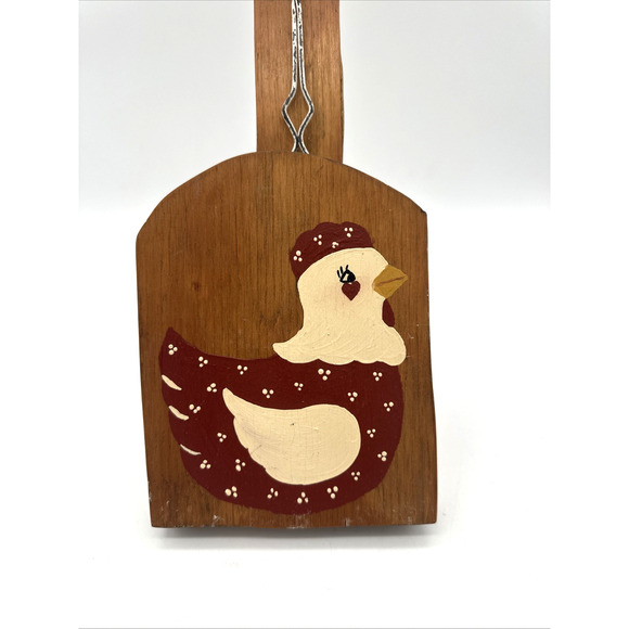 Chicken Farm House Theme Wall Handmade Wood Fly Swatter Holder - Picture 2 of 7